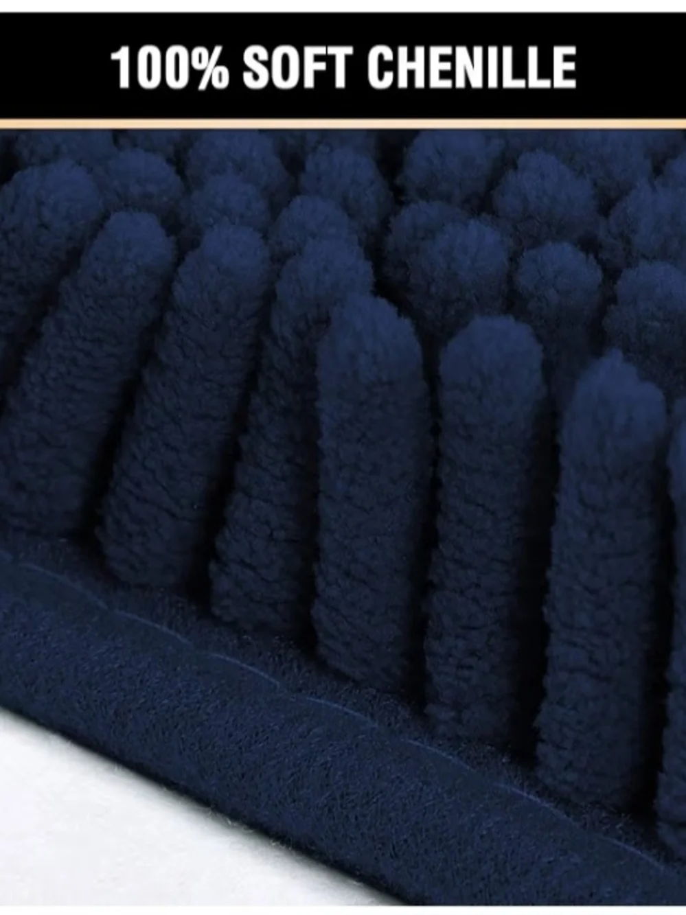 Plush Navy Bath Mat - Ultra-Soft Chenille Absorbent Mat (20